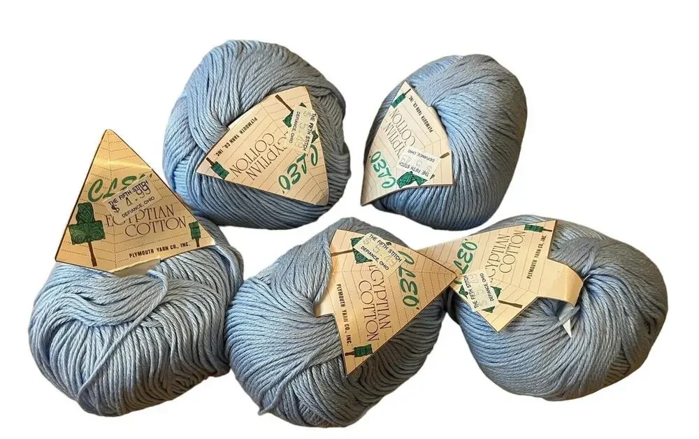 Lot Of 5 Cleo Egyptian Cotton Yarn Color 392 Light Sky Blue Lot 772 100% Cotton